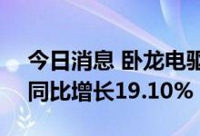 今日消息 卧龙电驱：上半年净利4.99亿元，同比增长19.10%