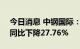 今日消息 中钢国际：上半年净利2.65亿元，同比下降27.76%