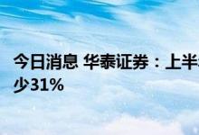 今日消息 华泰证券：上半年净利润53.8亿元人民币，同比减少31%