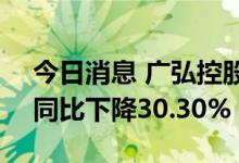 今日消息 广弘控股：上半年净利1.18亿元，同比下降30.30%