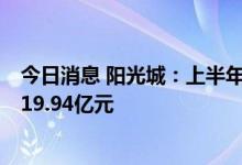 今日消息 阳光城：上半年净亏损35.65亿元，上年同期净利19.94亿元