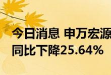 今日消息 申万宏源：上半年净利33.62亿元，同比下降25.64%