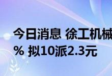 今日消息 徐工机械：上半年净利润同比降39% 拟10派2.3元