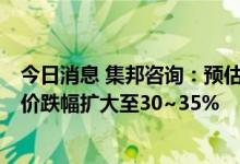 今日消息 集邦咨询：预估第三季 NAND Flash Wafer合约价跌幅扩大至30~35%