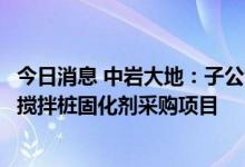 今日消息 中岩大地：子公司中标珠海富山工业园区道路工程搅拌桩固化剂采购项目