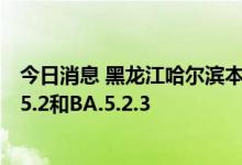 今日消息 黑龙江哈尔滨本次疫情病原为奥密克戎变异株BA.5.2和BA.5.2.3