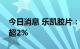 今日消息 乐凯胶片：股东彭山鑫城拟减持不超2%