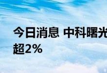 今日消息 中科曙光：股东中科算源拟减持不超2%