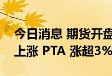 今日消息 期货开盘：国内商品期货开盘多数上涨 PTA 涨超3%