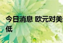 今日消息 欧元对美元续创2002年12月以来新低
