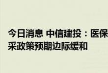 今日消息 中信建投：医保局积极支持创新器械发展，器械集采政策预期边际缓和