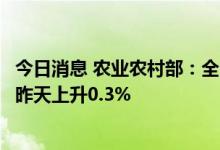 今日消息 农业农村部：全国农产品批发市场猪肉平均价格比昨天上升0.3%