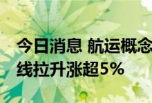 今日消息 航运概念板块异动拉升 中远海能直线拉升涨超5%