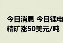 今日消息 今日锂电材料报价部分上涨 锂辉石精矿涨50美元/吨