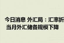 今日消息 外汇局：汇率折算和资产价格变化等因素综合作用 当月外汇储备规模下降