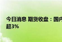 今日消息 期货收盘：国内商品期货收盘涨跌不一 铁矿石涨超3%