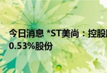 今日消息 *ST美尚：控股股东之一致行动人拟被动减持不超0.53%股份