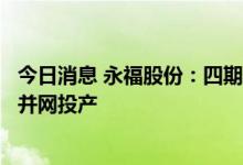 今日消息 永福股份：四期屋顶31MWp分布式光伏发电项目并网投产