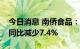 今日消息 南侨食品：8月合并营收2.18亿元 同比减少7.4%