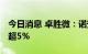 今日消息 卓胜微：诺安基金举牌 持股比例已超5%