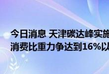 今日消息 天津碳达峰实施方案发布：到2030年非化石能源消费比重力争达到16%以上