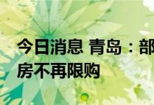 今日消息 青岛：部分区域将放开限购 二手住房不再限购