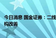 今日消息 国金证券：二线城市调控持续松绑，基本面有望结构改善