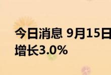 今日消息 9月15日全国邮政快递投递量环比增长3.0%