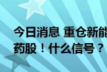 今日消息 重仓新能源的基金经理大举抄底医药股！什么信号？