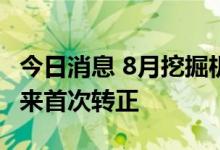 今日消息 8月挖掘机产量21039台，增速今年来首次转正
