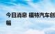 今日消息 福特汽车创三个月以来最大盘中跌幅