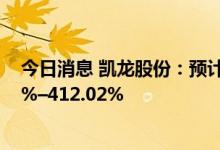 今日消息 凯龙股份：预计前三季度净利润同比增长334.44%–412.02%