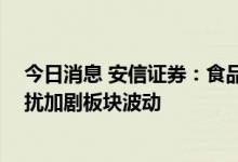 今日消息 安信证券：食品饮料板块节后基本面稳定 外部干扰加剧板块波动
