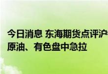 今日消息 东海期货点评沪镍大涨：俄乌危机冲突可能加剧    原油、有色盘中急拉