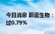 今日消息 蔚蓝生物：股东贾德强拟减持不超过0.79%