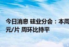 今日消息 硅业分会：本周M6单晶硅片成交均价维持在6.36元/片 周环比持平