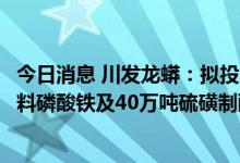 今日消息 川发龙蟒：拟投资4.9亿元建设年产5万吨新能源材料磷酸铁及40万吨硫磺制酸项目