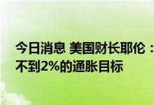 今日消息 美国财长耶伦：相信明年通胀一定会下降 但或达不到2%的通胀目标