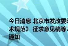 今日消息 北京市发改委印发关于对《分布式光伏发电工程技术规范》 征求意见稿等7项北京市地方标准公开征求意见的通知