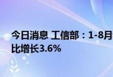 今日消息 工信部：1-8月我国软件业利润总额6952亿元 同比增长3.6%