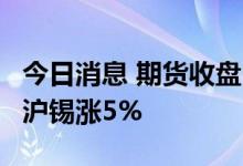 今日消息 期货收盘：国内期货收盘多数上涨  沪锡涨5%