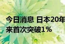 今日消息 日本20年期国债收益率自2015年以来首次突破1%