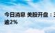 今日消息 美股开盘：三大指数高开  特斯拉涨逾2%