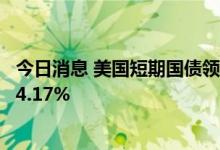 今日消息 美国短期国债领涨，2年期收益率下跌11个基点至4.17%