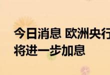 今日消息 欧洲央行执委埃尔德森：欧洲央行将进一步加息