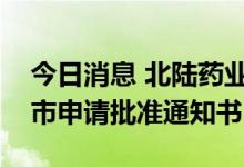 今日消息 北陆药业：瑞格列奈原料药获得上市申请批准通知书