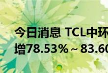今日消息 TCL中环：预计前三季度净利同比增78.53%～83.60%