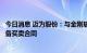 今日消息 迈为股份：与金刚玻璃及其子公司签订两份重大设备买卖合同