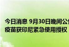 今日消息 9月30日晚间公告集锦：沃森生物新冠病毒mRNA疫苗获印尼紧急使用授权
