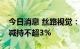 今日消息 丝路视觉：董事长、总裁李萌迪拟减持不超3%